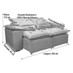 Sofá Retrátil Reclinável 2,00 M Vinho 17 Athenas - 9