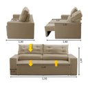 Ver imagem 2 de Sofá Retrátil e Reclinável 2 Lugares com Molas 1,50m Lisboa Suede Bege Mirra Decor