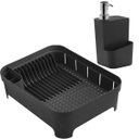 Ver imagem 1 de Conjunto Escorredor de Louça Pratos Talheres e Dispenser de Detergente 650ml Preto