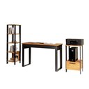 Ver imagem 2 de Mesa Escritório com Estante e Mesa de Apoio Dalla Costa Mdf Cor:preto Fosco com Freijó