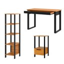 Ver imagem 3 de Mesa Escritório com Estante e Mesa de Apoio Dalla Costa Mdf Cor:preto Fosco com Freijó