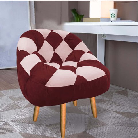 Poltrona Paloma Escritório Sala Pé Palito Suede Vinho e Suede Rosa Bebê - Dominic Decor