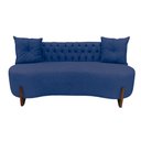 Ver imagem 2 de Sofá 3 Lugares Orgânico Curvo Tókio 180cm Veludo Azul Marinho