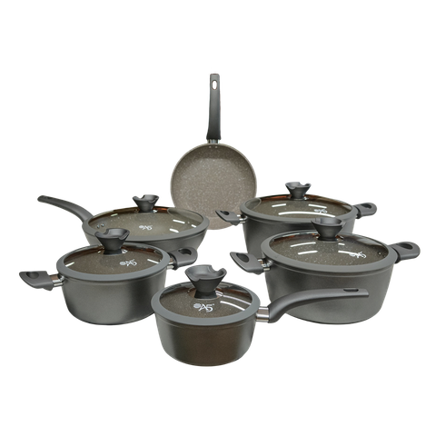 Jogo Panelas Granito 6 Pçs Antiaderente Indução Orleans