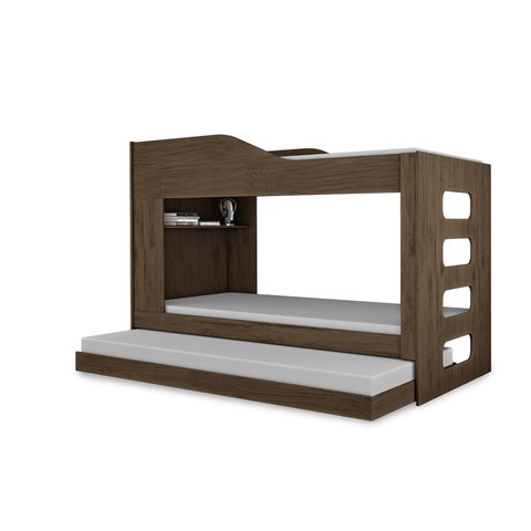 Treliche Hortênsia Solteiro Mdf com Cama Auxiliar:amêndoa