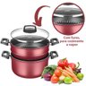Panela Cozimento a Vapor 3 Em 1 Antiaderente 3 Litros Caçarola Espagueteira Escorredor Legumes Massa - 3