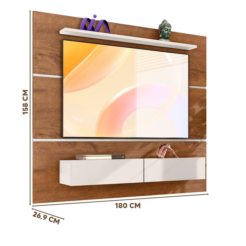 Painel De TV Até 60 Polegadas 2 Portas Natura Off White Arezzo Zanzini - 4