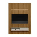 Ver imagem 1 de Painel Ripado Modular 1.8 para Tv até 75 com Nicho e Prateleira Emily-nature-offwhite - Edecasamovei