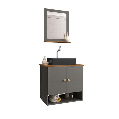 Gabinete Banheiro Deli Cuba Torino Prt Torneira Dl08 Val Abs Titanium/nature