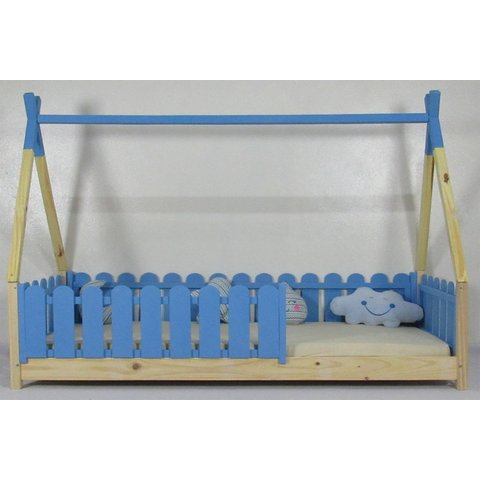 Cama Infantil Solteirão Cabana Colorida Madeira Maciça Pinus Grade Cercadinho