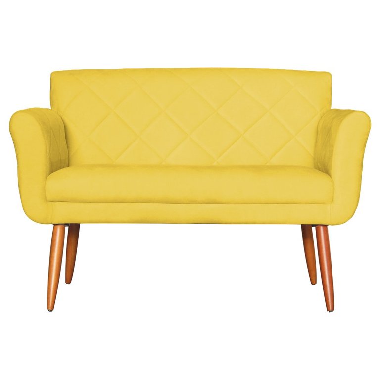 Namoradeira Decorativa Isabela Pés Palito Suede Amarelo - DS Estofados Namoradeira Decorativa Isabela Pés Palito Suede Amarelo - DS Estofados