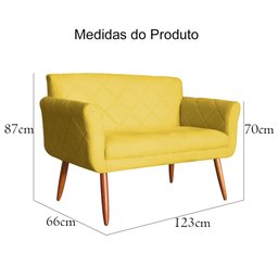 Namoradeira Decorativa Isabela Pés Palito Suede Amarelo - DS Estofados - 4