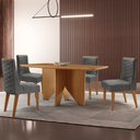 Ver imagem 1 de Mesa de Jantar Evora 120cm Mdf Canto Copo e com 4 Cadeiras Safira