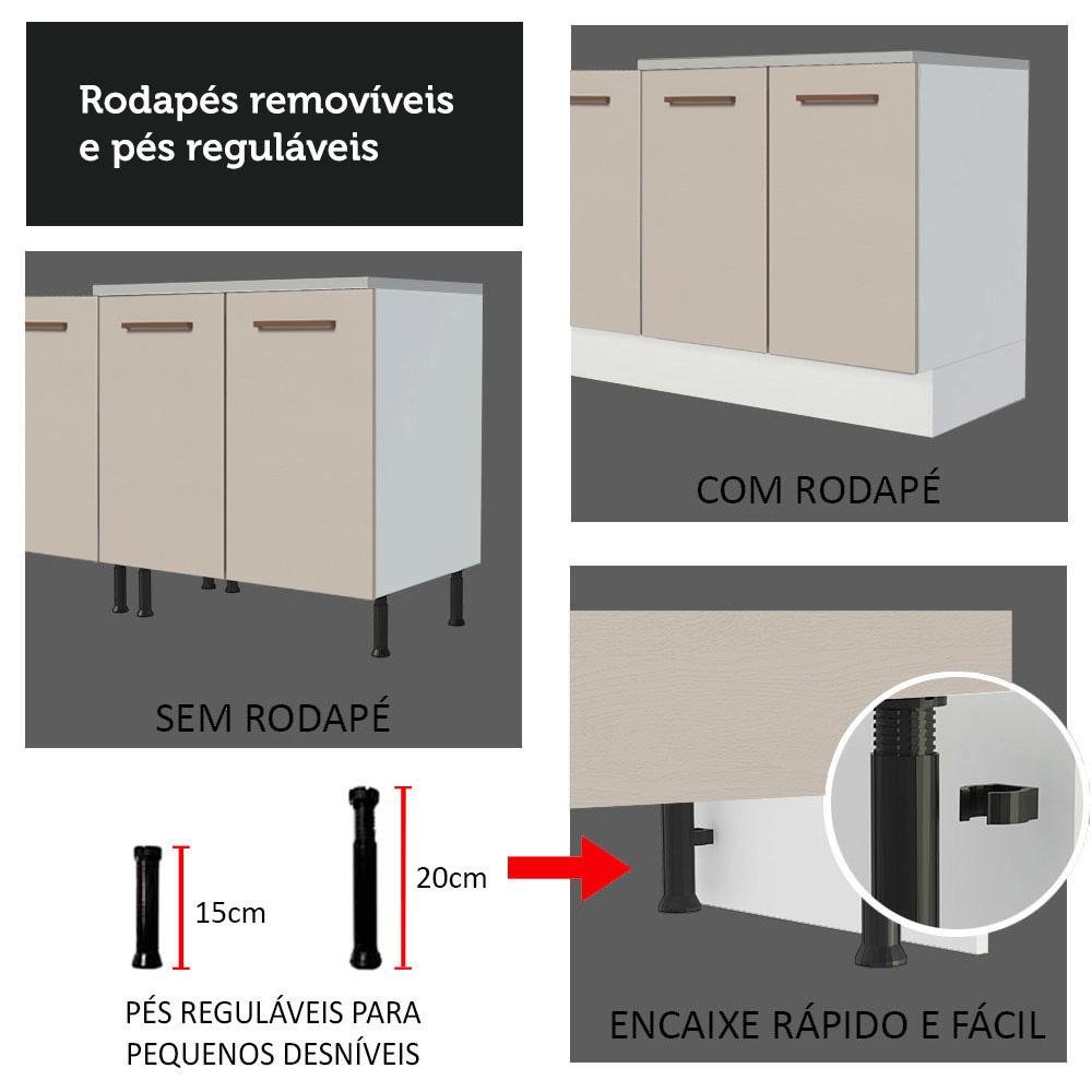 Paneleiro 60 Cm 3 Portas Branco/crema Agata Madesa - 9