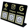 Placa Tripla Pix Instagram Google Display Plaquinha Qr Code Mesa Suporte Caixa Bancada Preto Dourado - 1