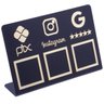 Placa Tripla Pix Instagram Google Display Plaquinha Qr Code Mesa Suporte Caixa Bancada Preto Dourado - 2