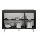 Ver imagem 3 de Balcão Buffet Gabinete de Cozinha Lux 119cm 100% Mdf sem Tampo 03 Portas Preto - Desk Design