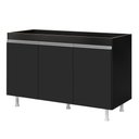 Ver imagem 1 de Balcão Buffet Gabinete de Cozinha Lux 119cm 100% Mdf sem Tampo 03 Portas Preto - Desk Design