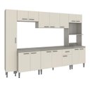 Ver imagem 1 de Cozinha Modulada Max 295 Cm 7 Peças Balcão Tampo Armário Nicho Forno Mdp Cinza Champanhe - Clicklar