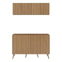 Ver imagem 5 de Conjunto Lavanderia Retrô Multiuso Armário Aéreo e Balcão 4 Portas Multimóveis Mp5053 Rustic/