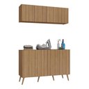 Ver imagem 1 de Conjunto Lavanderia Retrô Multiuso Armário Aéreo e Balcão 4 Portas Multimóveis Mp5053 Rustic/