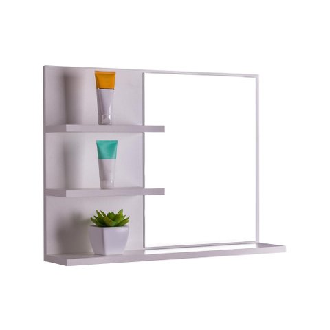 Armário Para Banheiro com Espelho Lugano 60 x 45cm - Branco