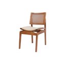 Ver imagem 1 de Cadeira Jantar Palhinha Assento Estofado Megan Conforto Cor Nozes:linho Dourado