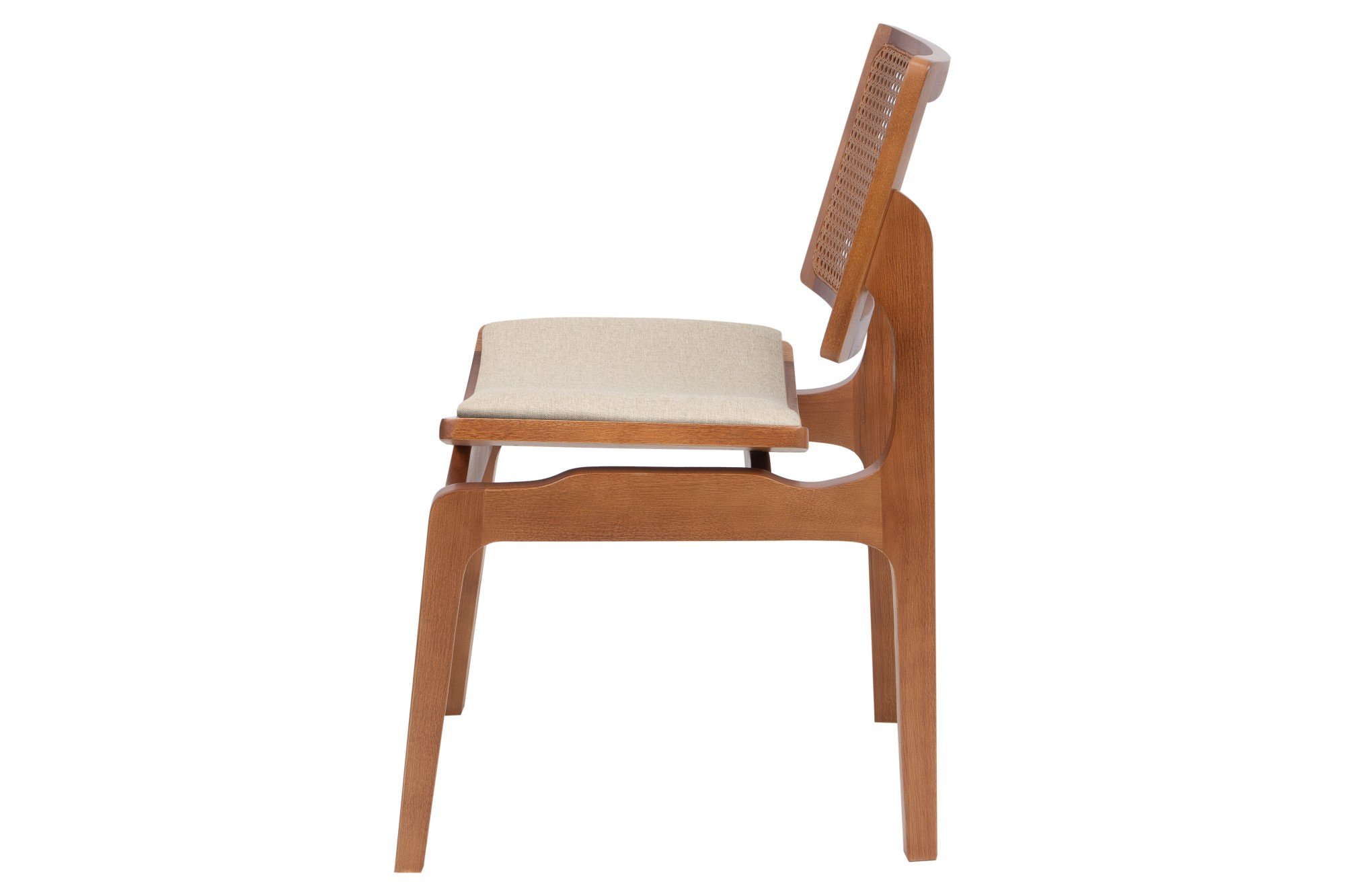 Cadeira Jantar Palhinha Assento Estofado Megan Conforto Cor Nozes:linho Dourado - 6