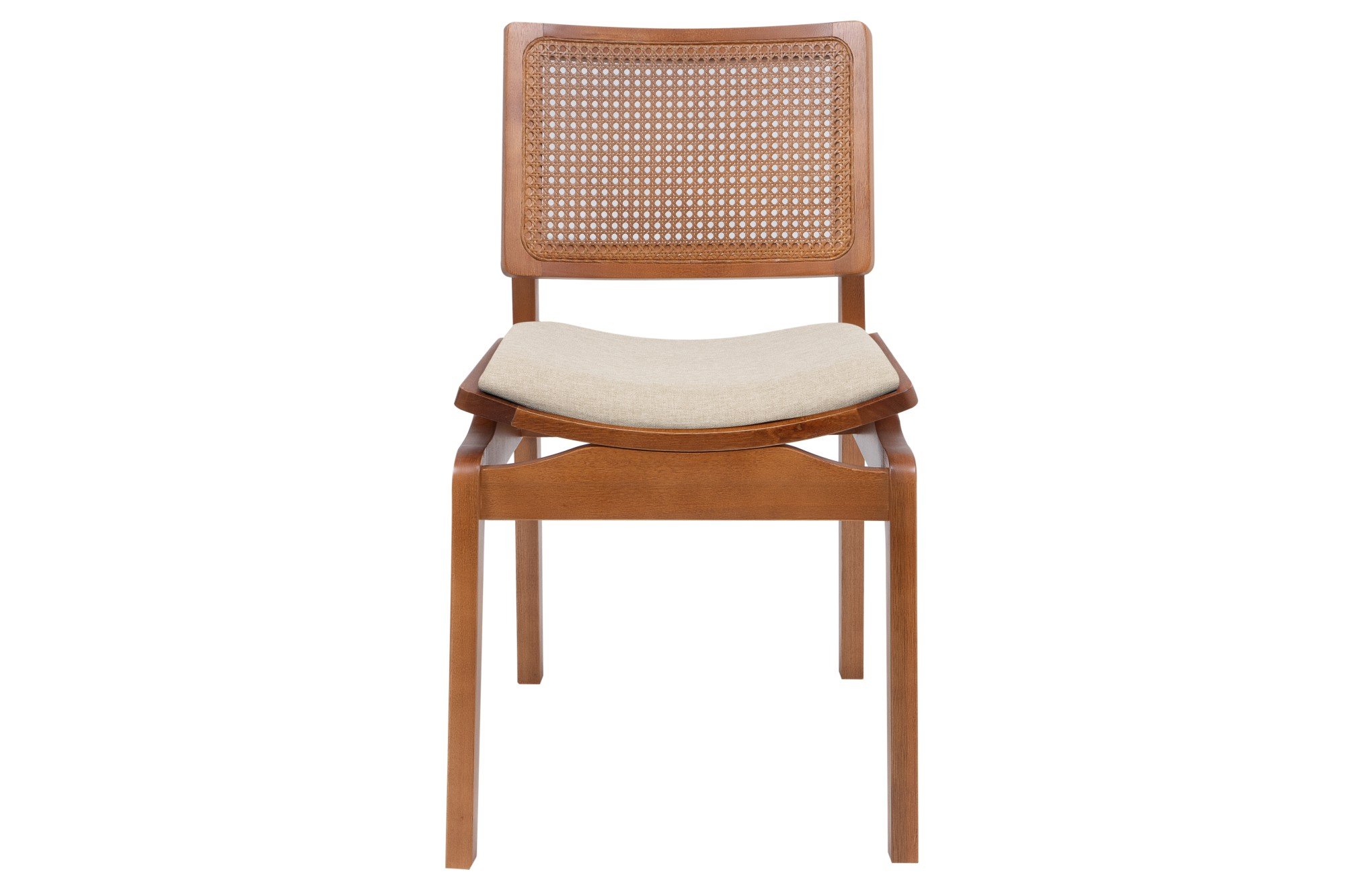 Cadeira Jantar Palhinha Assento Estofado Megan Conforto Cor Nozes:linho Dourado - 5
