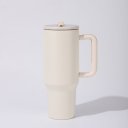 Ver imagem 1 de Copo Térmico Tr-018 1200ml Inox com Canudo, Alça, Tampa 40OZ, com Bico, Tampa Transparente:Off-White