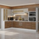 Ver imagem 1 de Armário de Cozinha Completa de Canto 100% Mdf 447 Cm Smart Madesa 02 Branco/rustic/crema
