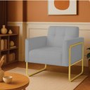 Ver imagem 2 de Poltrona Sala Industrial Alta Tubo Dourado Elisa Linho D03 - D’Rossi