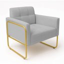 Ver imagem 3 de Poltrona Sala Industrial Alta Tubo Dourado Elisa Linho D03 - D’Rossi