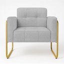 Ver imagem 1 de Poltrona Sala Industrial Alta Tubo Dourado Elisa Linho D03 - D’Rossi