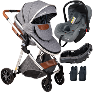 Carrinho de Bebe com Bebe Conforto Base Passear Baby Ares Cinza