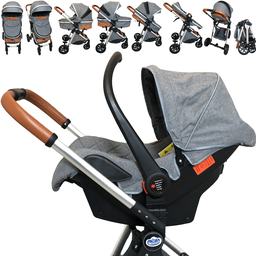 Carrinho de Bebe com Bebe Conforto Base Passear Baby Ares Cinza - 3