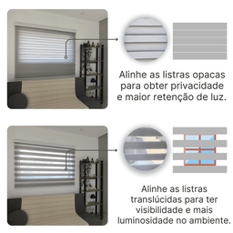 Persiana Rolo Double Vision Zebra 140larg X 160alt Cinza com Bando - Sala/ Escritório/quarto/sacada - 4