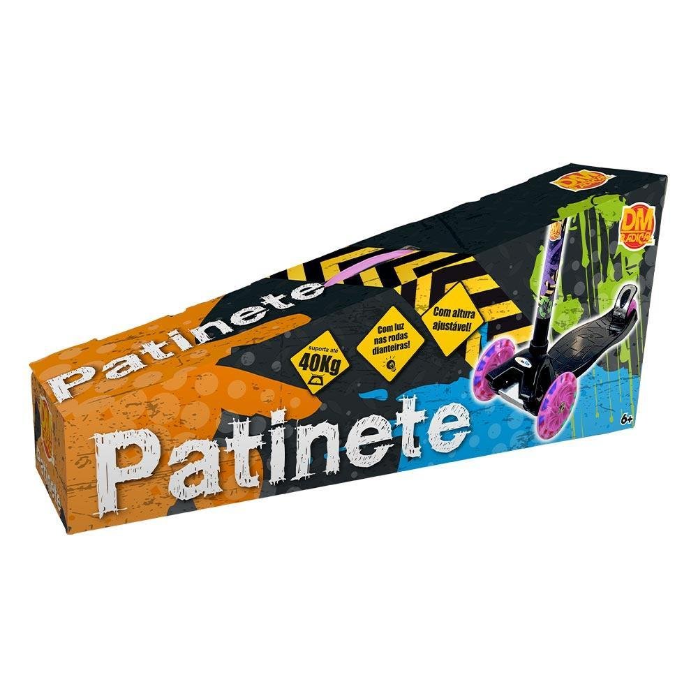 Patinete Radical New Plus Infantil Luzes Led Altura Regulável Dm Toys Dmr5666Prs Rosa - 2
