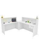 Ver imagem 3 de Balcão Atendimento de Canto C/ Gaveteiro Recepção 1400x600 Netmobil - Branco