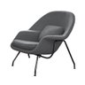 Poltrona Womb Chair com Puff Base Preta Linho Cinza Cor Cinza - 5