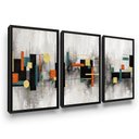 Ver imagem 1 de Quadro Sala Abstrato Formas Geométricas Moldura