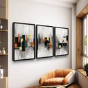 Ver imagem 2 de Quadro Sala Abstrato Formas Geométricas Moldura