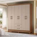 Ver imagem 1 de Guarda Roupa Casal Ambiente Panamá 6 Portas Carvalho Fendi - Moval