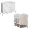 Berço Americano com Capitonê e Cômoda Infantil Realeza Branco Acetinado - Canaã - 1