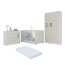 Ver imagem 2 de Quarto de Bebê Completo com Berço Americano 3 em 1 e Colchão Incluso Flor Multimóveis MP4934