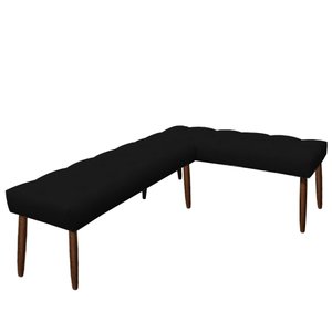 Canto Alemão Suede Preto Assento 1,20x0,75 - Dominic Decor