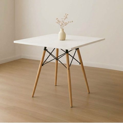 Mesa Jantar Quadrada Eiffel 90cm Branco MDF Charles Eames