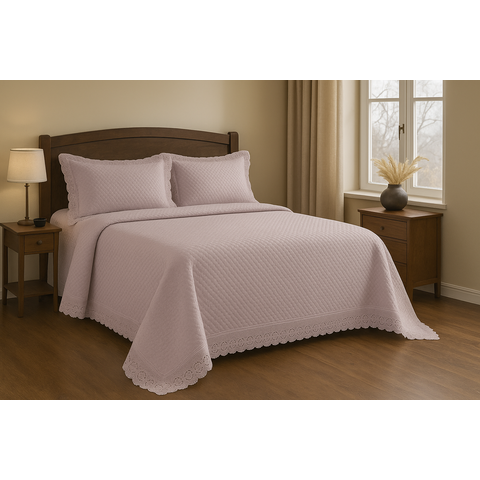 Jogo de Colcha com Renda Paradis Casal 220x240cm - Paradis Rosa