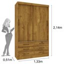 Ver imagem 2 de Guarda Roupa 2 Portas 6 Gavetas Chicago ipê Rustic
