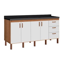 Armário Cozinha Pia Gabinete 174 Cm com 4 Portas e 3 Gavetas:avelato/branco - 1